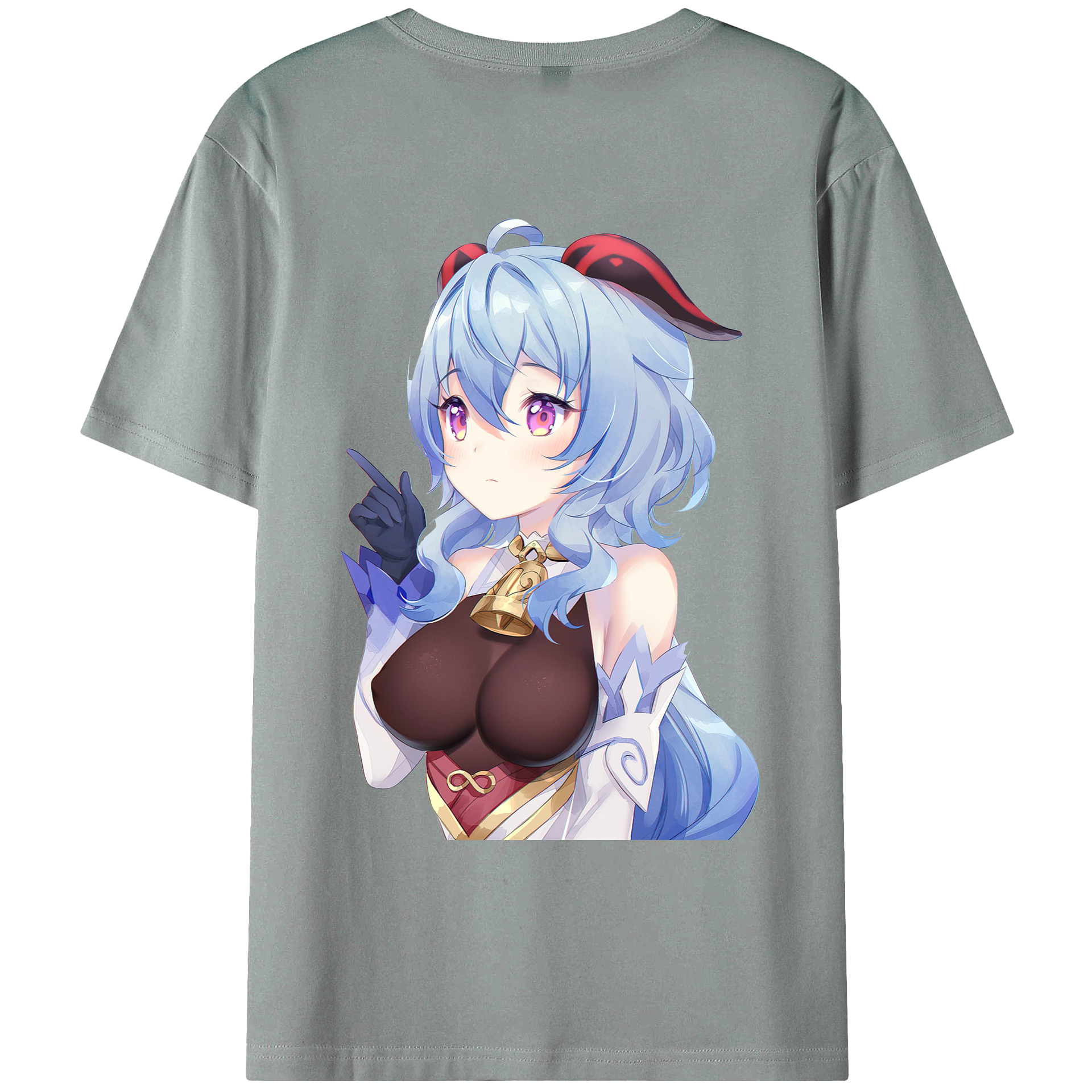 げんし神 甘雨 かんう genshin Ganyu 綿100％ メンズ半袖Tシャツ（バックプリント） 通気性